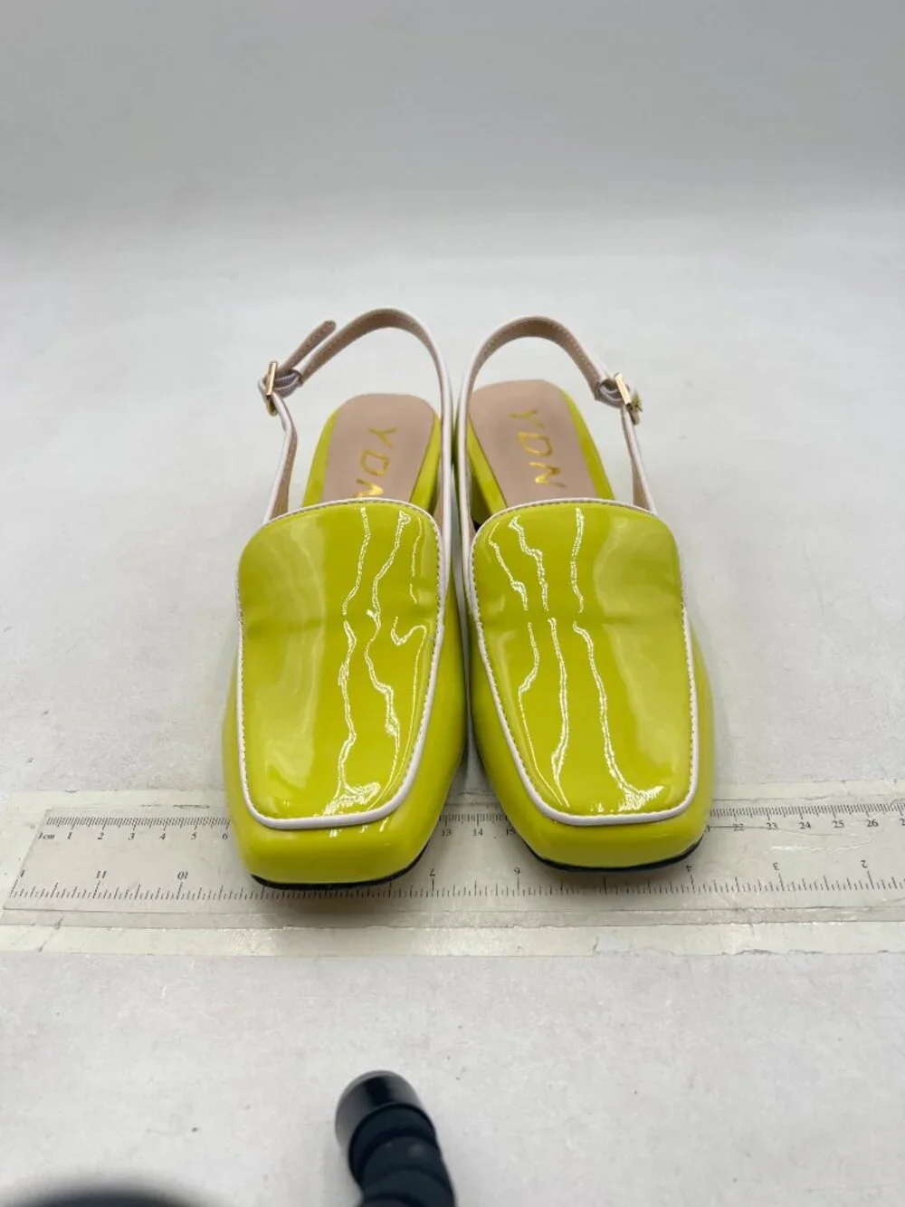 YDN Yellow Square Toe Block Low Heels Slingback Formal Loafer Dressy Pump